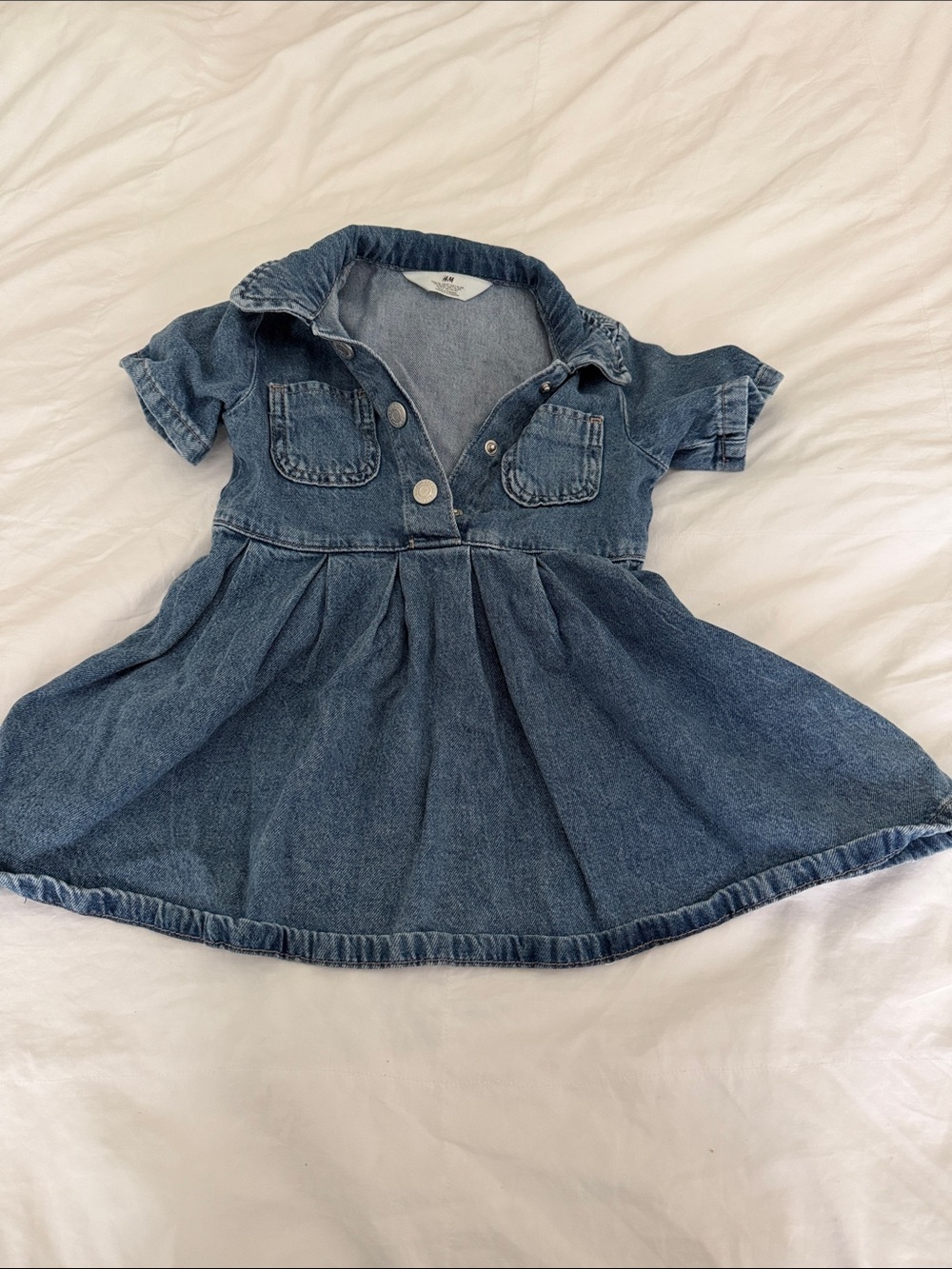 H&M Blue Denim Short-Sleeve Girls Dress